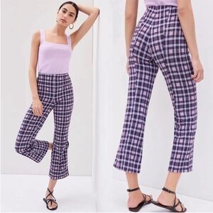 Maeve Anthropologie Purple Cropped Ankle Pants with Flare
